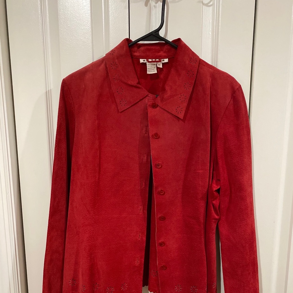 Ladies leather red jacket